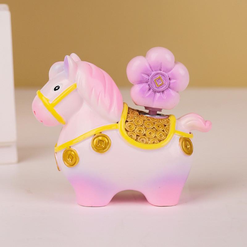 Small Pony Fortune Resin Desk Ornament With Lucky Symbols For Office Decor And Giftgiving