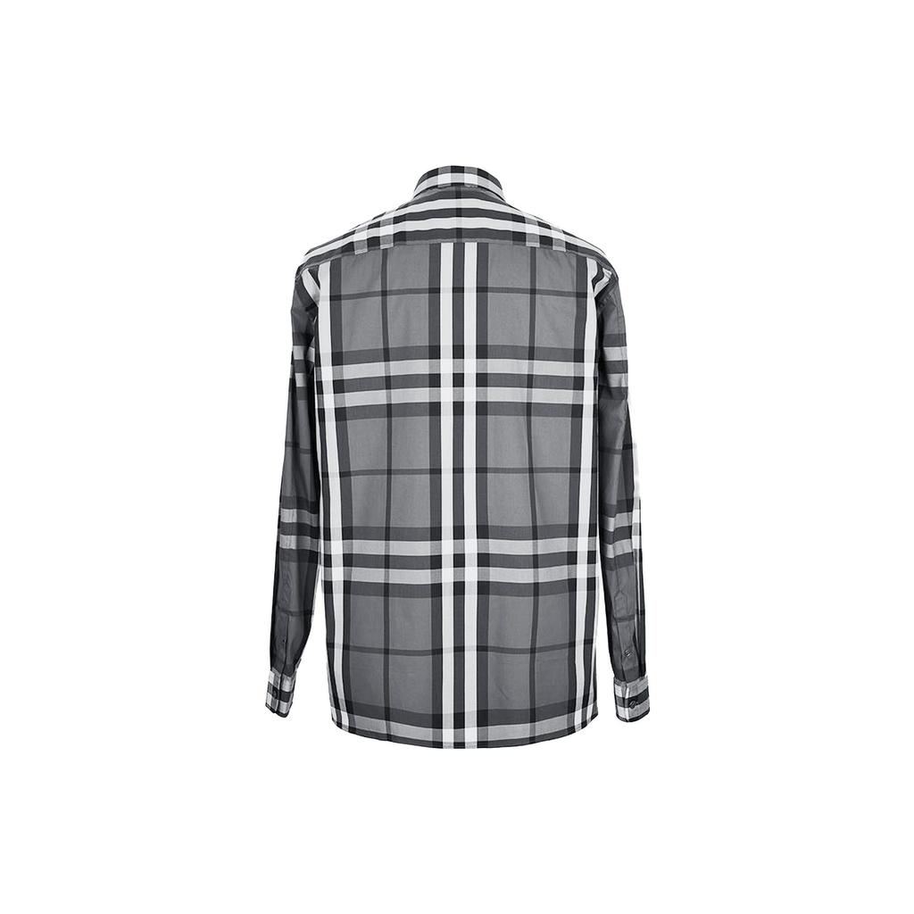 Burberry Men Check Stretch Cotton Shirt Grey/White/Black 39835371