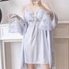 Sexy new pajama long dress, ice silk French embroidery lace strap, padded spaghetti strap nightdress, pure and alluring style loungewear