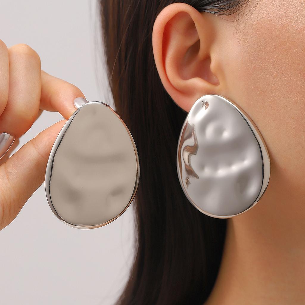 Simple Metal Irregular Stud Earrings For Women Exaggerated Gold Color Geometric Smooth Statement Earrings Jewelry Party Gifts