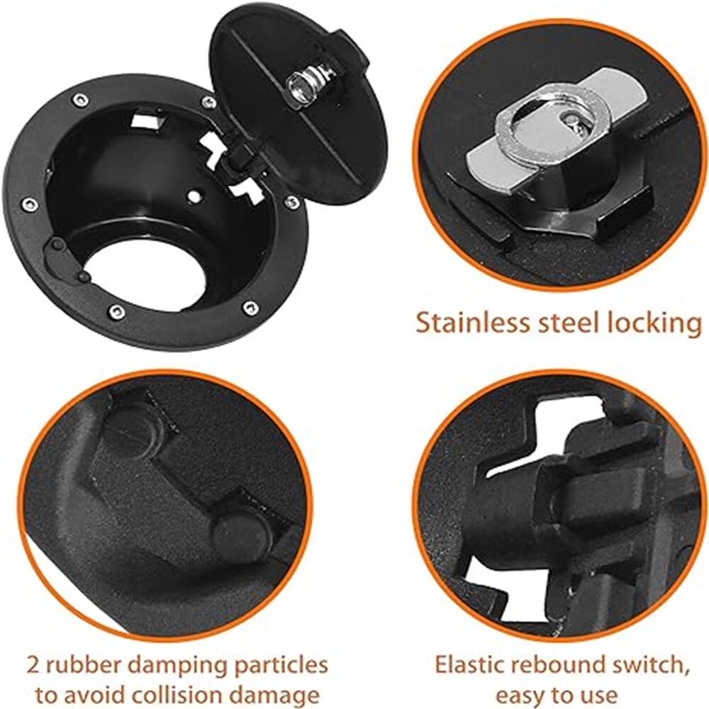 Black Aluminum ABS Fuel Filler Door Cover with Lock Gas Tank Cap for Jeep Wrangler JK 2007-2017 2018 Car Decoration Accessories