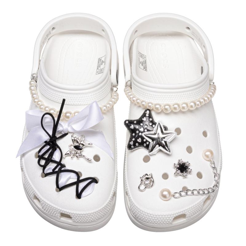 Crocs Classic Platform Clog Starburst EVA for Love Full of Love Fresh Simple and Versatile Pedal Hole Shoes Unisex White