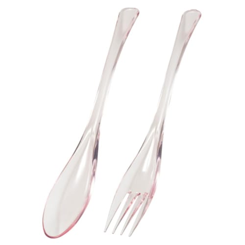 IJ Classic Spoon and Fork Set, 20cm, Made in Japan, Bleach Safe, Perfect for Home Parties, Outdoor Activities, and Camping. Stylish and Cute Clear Des