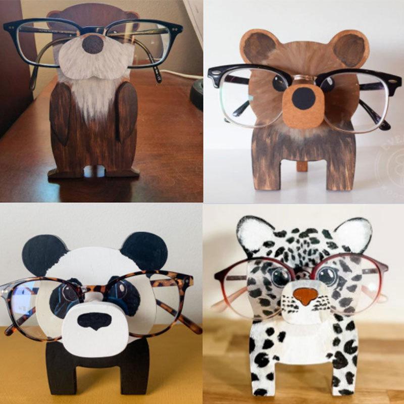 Wooden Animal Glasses Holder Display Stand for Office or Living Room Decor