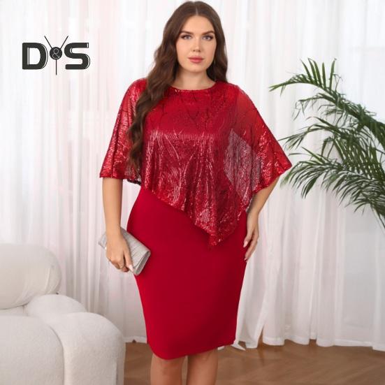 Ärmelloses Damen-Umhangkleid mit Paillettenbesatz Übergroßes Pailletten-Bodycon-Bleistiftkleid Damen Abend-Midikleid
