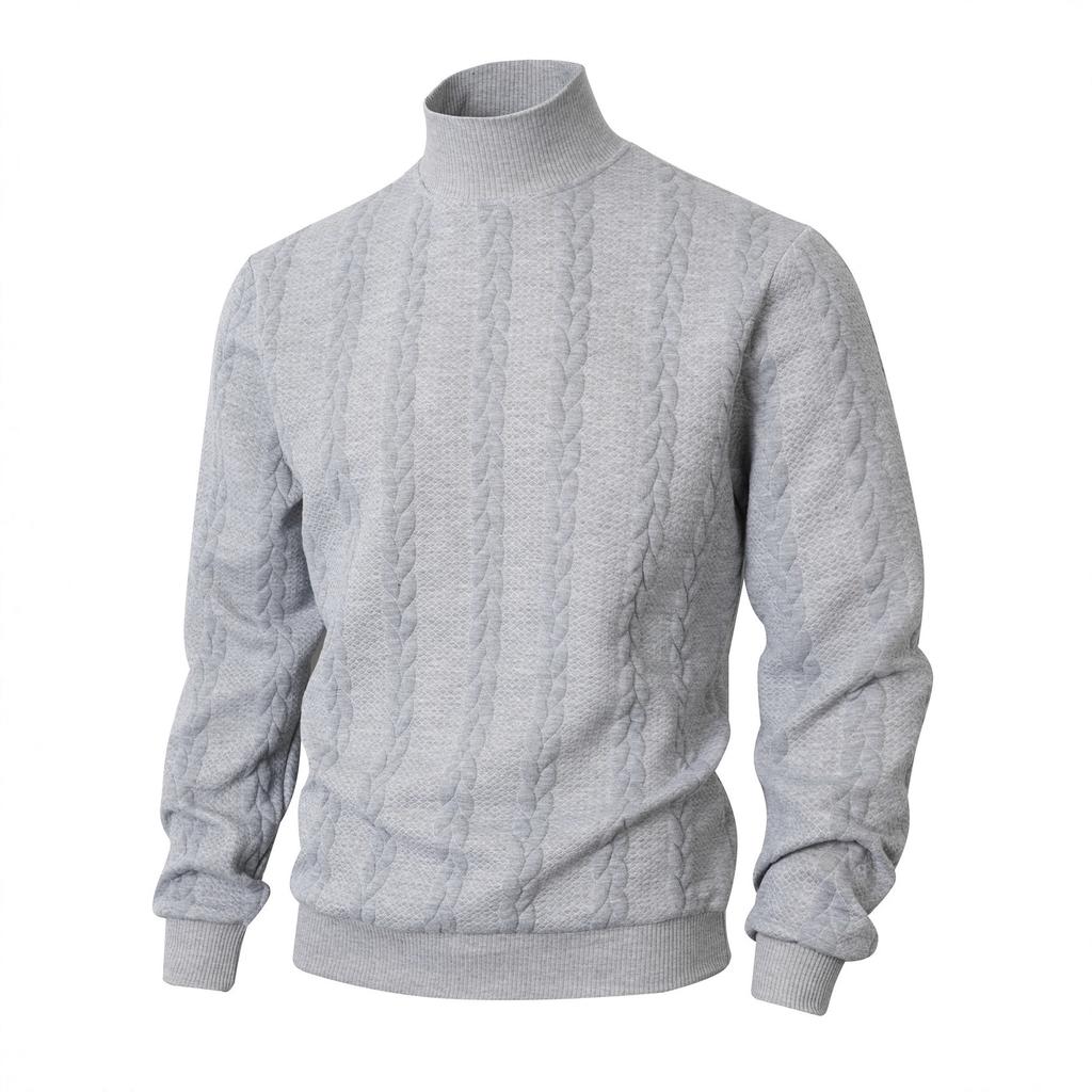 Autumn and winter sweater knitted sweater daily solid color young men's fashion jacquard turtleneck warm sweater