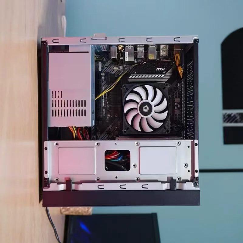 Kompaktes Mini-ITX Desktop-Gehäuse mit mATX-Mainboard, 1U-Netzteil-Unterstützung und Kompatibilität für Grafikkarten mit halber Bauhöhe