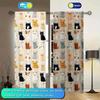 Cartoon Cat Printed Curtains Christmas Decorations Bedroom Living Room Home Decoration Curtain Made Of Polyester Washable Sitting Ready