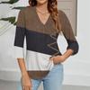 Women's V-neck Gradient Print Three-quarter Sleeve Fashion Top