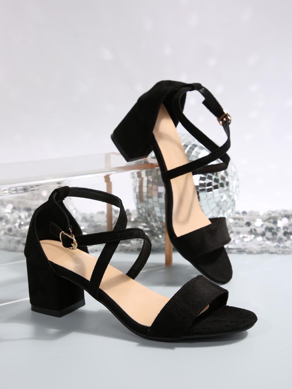 

Модные Модные и универсальные босоножки с открытым носком, противоскользящие, минималистичные, на высоком каблуке для женщин, для ношения летом 43 чёрный