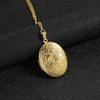 Retro Oval Clavicle Chain Locket Necklace with Engraved Pattern