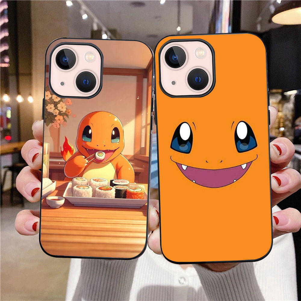 B-80 Husă Neagră Drăguță Charmander pentru Samsung S24 S23 S22 S21 S20 FE S10 Lite Ultra S7 S8 S9 Plus A05S A11 A12 A13 A15 A22 A24 A25 A32 A52 A71 5G