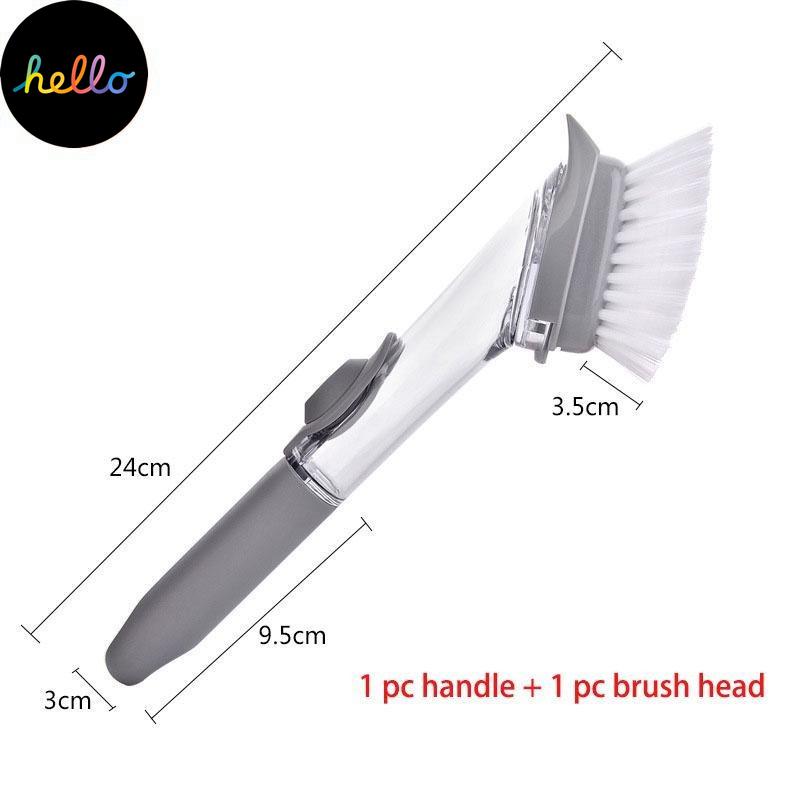 2 In1 Long Handle Cleaning Brush with Removable Brush Sponge Automatic Liquid Dispenser Kitchen Cleaning Tools DishWas ng Brush
