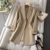 Turn Down Collar Blazers Women Fashion Solid Casual Double Breasted Coats Office Ladies Long Sleeve Jacket