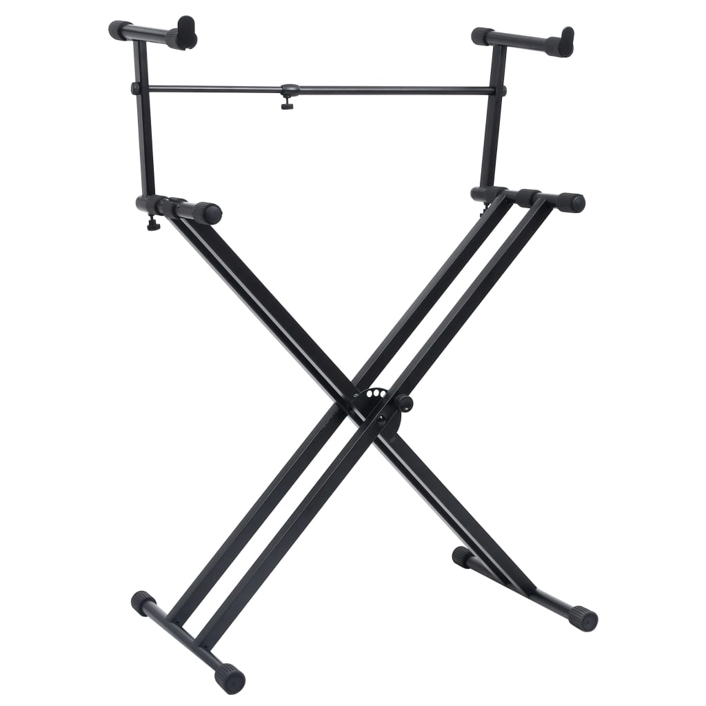 Double Braced Keyboard Stand with X Frame Black