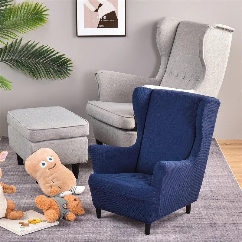 Elastic Kids Wing Chair Cove Polar Fleece Spandex Children Wingback Armchair Covers Single Sofa Slipcovers Furniture Protector