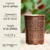 Pure Copper Water Dispenser 5 Litre | Pure Copper Handcrafted Glasses Set with Gift Box Set of 4 Antique Etching Design - 250ml