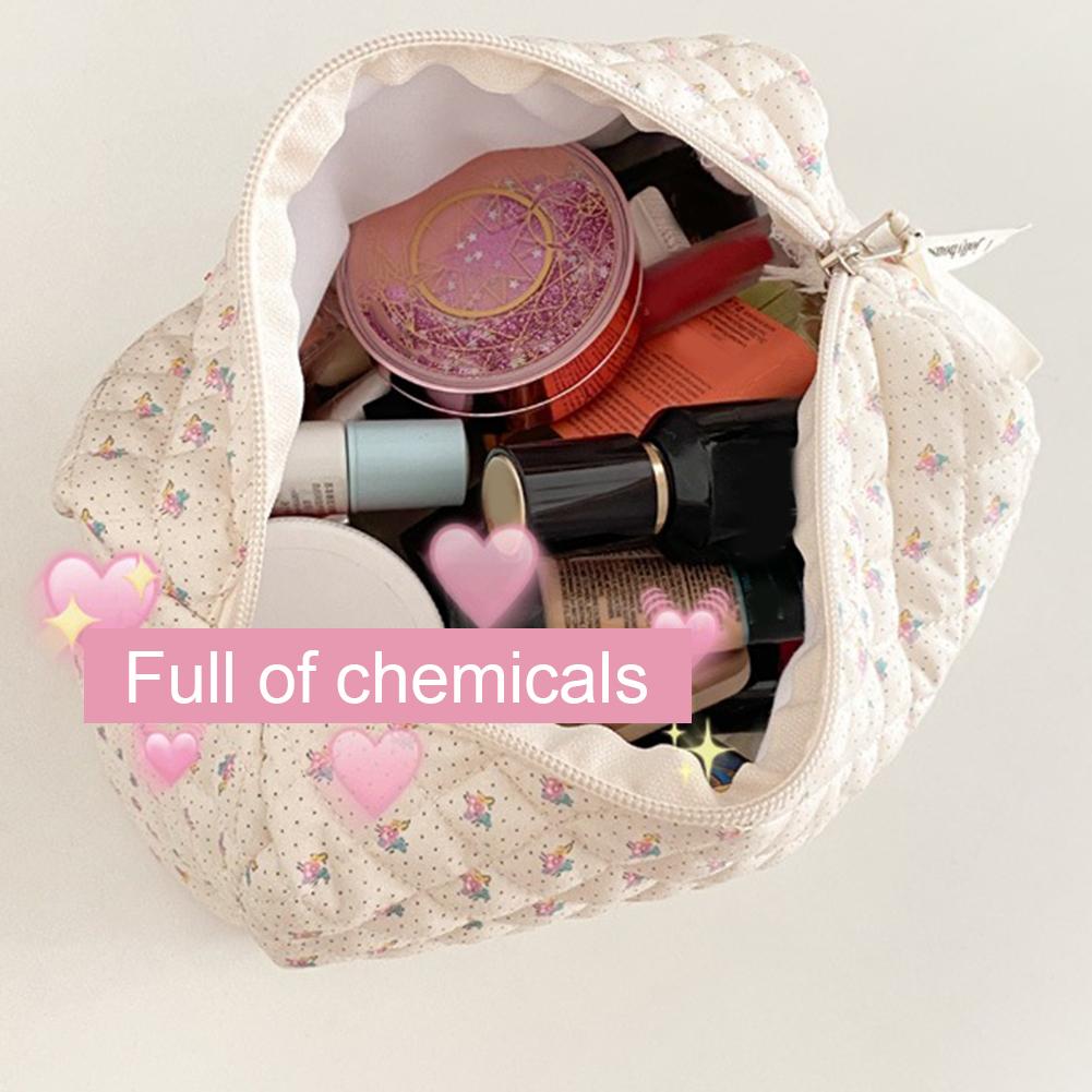 Women Make Up Organizer Pouch with Zipper Makeup Storage Bag Floral Printed Large Capacity Female Girls Storage Bag Set