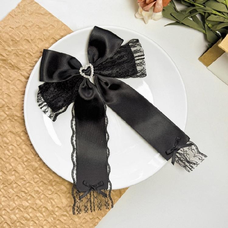 Elegant Bows 2000s Black Balletcore Hair Clip Elaborate Flat Clip Balletcore