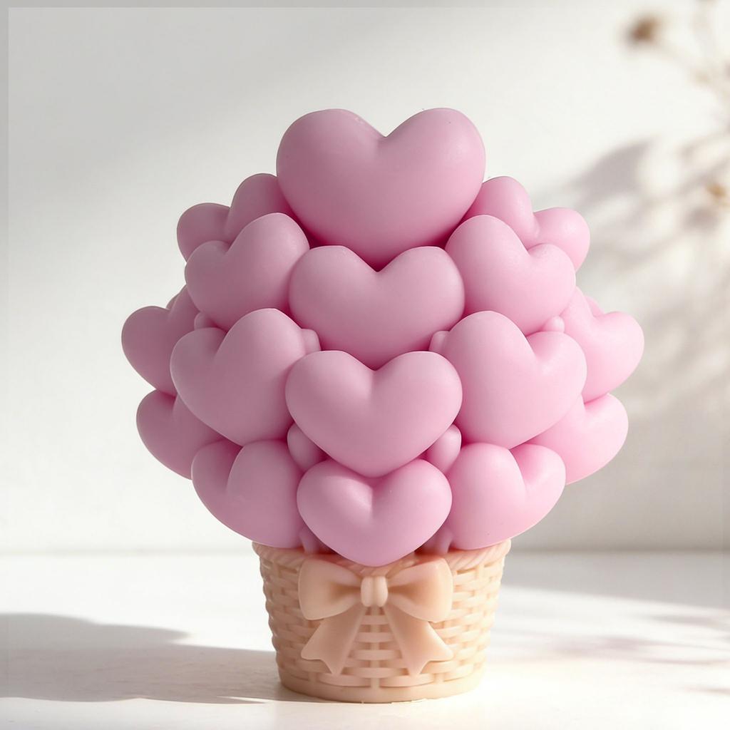 Love Cylinder Aromatherapy Candle Silicone Mold DIY Heart Flower Handmade Aromatherapy Ornament Grinding Tool