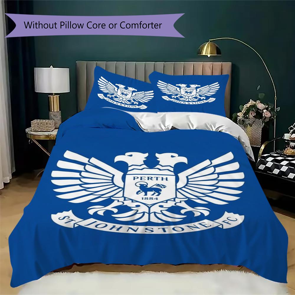 St Johnstone FC Muster Bettwäsche Steppdecken-Set Bettbezug Kissenbezug Heimdekoration Geburtstagsgeschenk (1 * Bettbezug + 2 * Kissenbezug ohne Füllung)