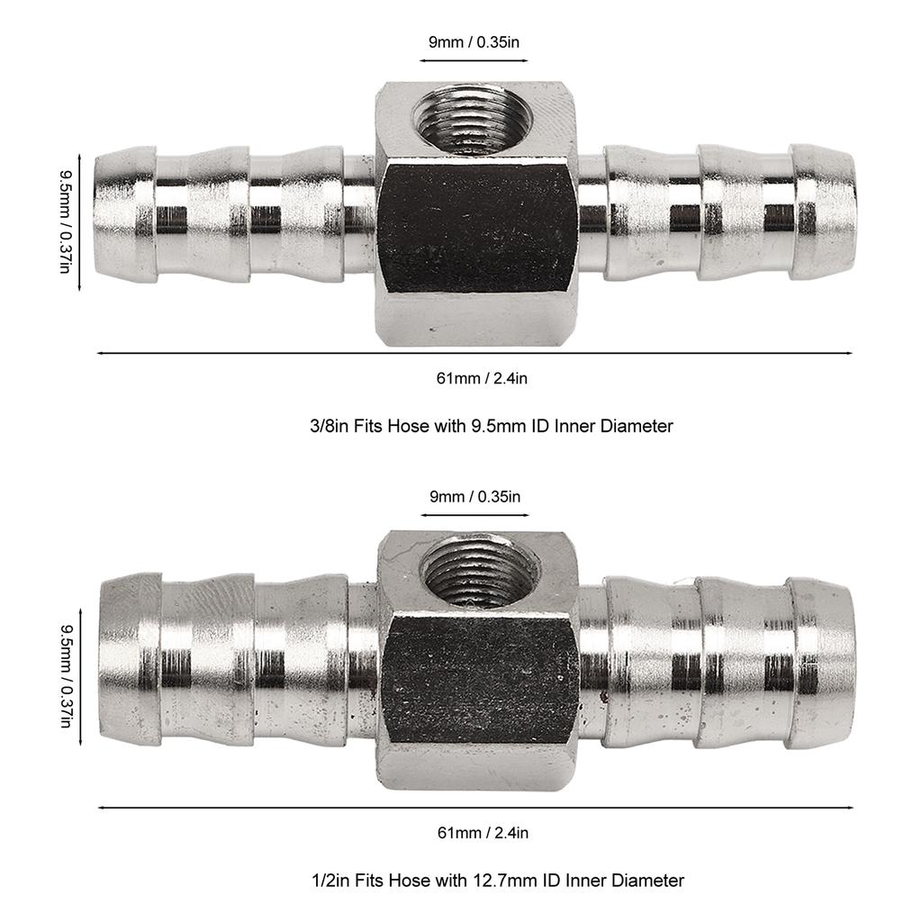 Adapter trójnikowy do pomiaru ciśnienia paliwa Adapter trójnikowy Stal nierdzewna 304 Guma Wysokowydajny Do manometru lub czujnika ciśnienia paliwa