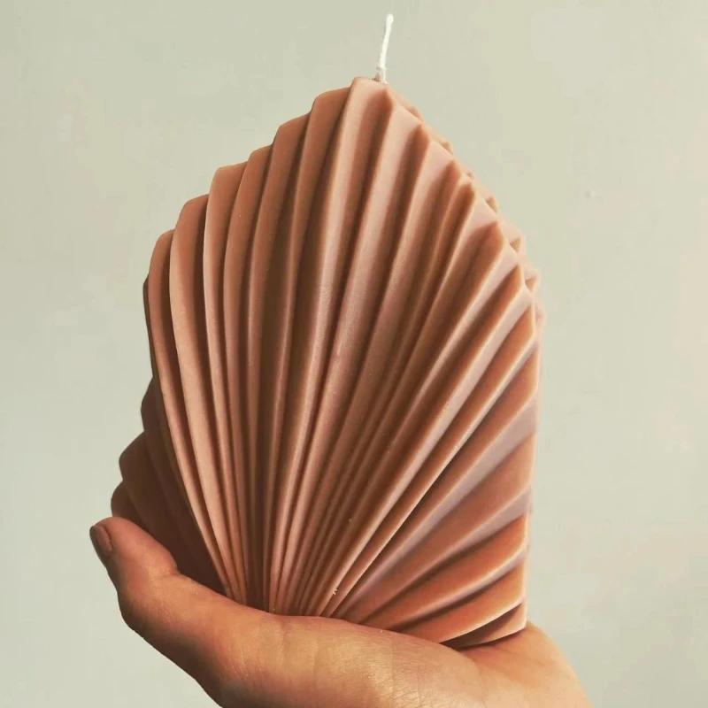 DIY Silicone Candle Mold Leaf Shape Scented Candle Resin Geometric Large Scallop Soap Wax Mold for Home Decor