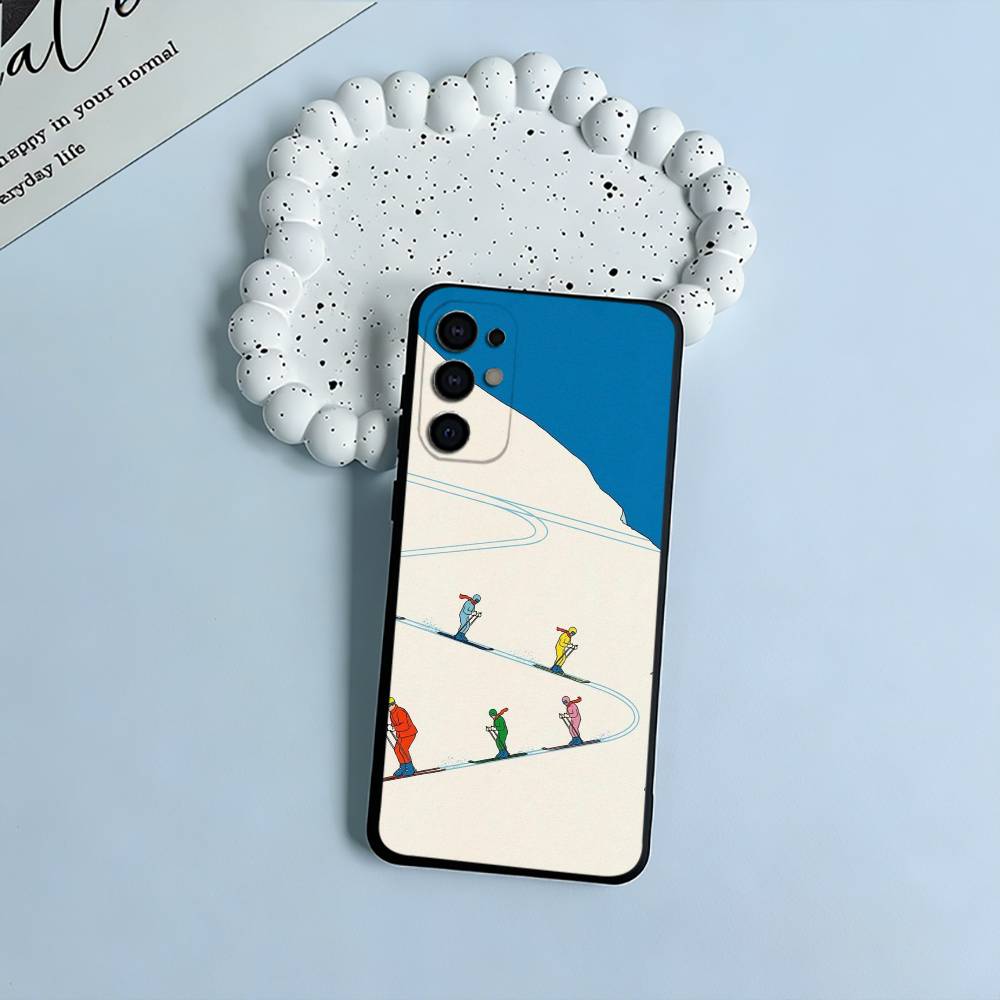 ski slope &ski running Soft Silicone Case for Samsung S25, S24, S21, S22, S23, S30, Ultra, S20, Plus, FE, Lite-Black