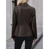 Women's Double Breasted Blazer PU Leather Moto Jacket
