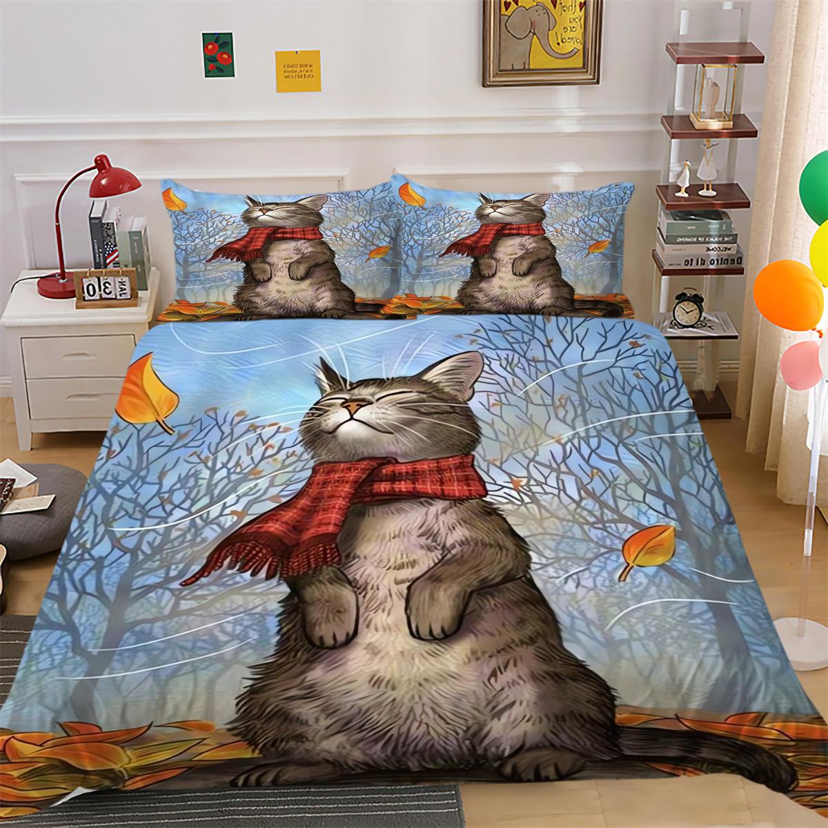 

Комплект пододеяльника Dear Bear Cat, домашний комплект постельного белья, комплект пододеяльников, постельное белье Single 135x200cm