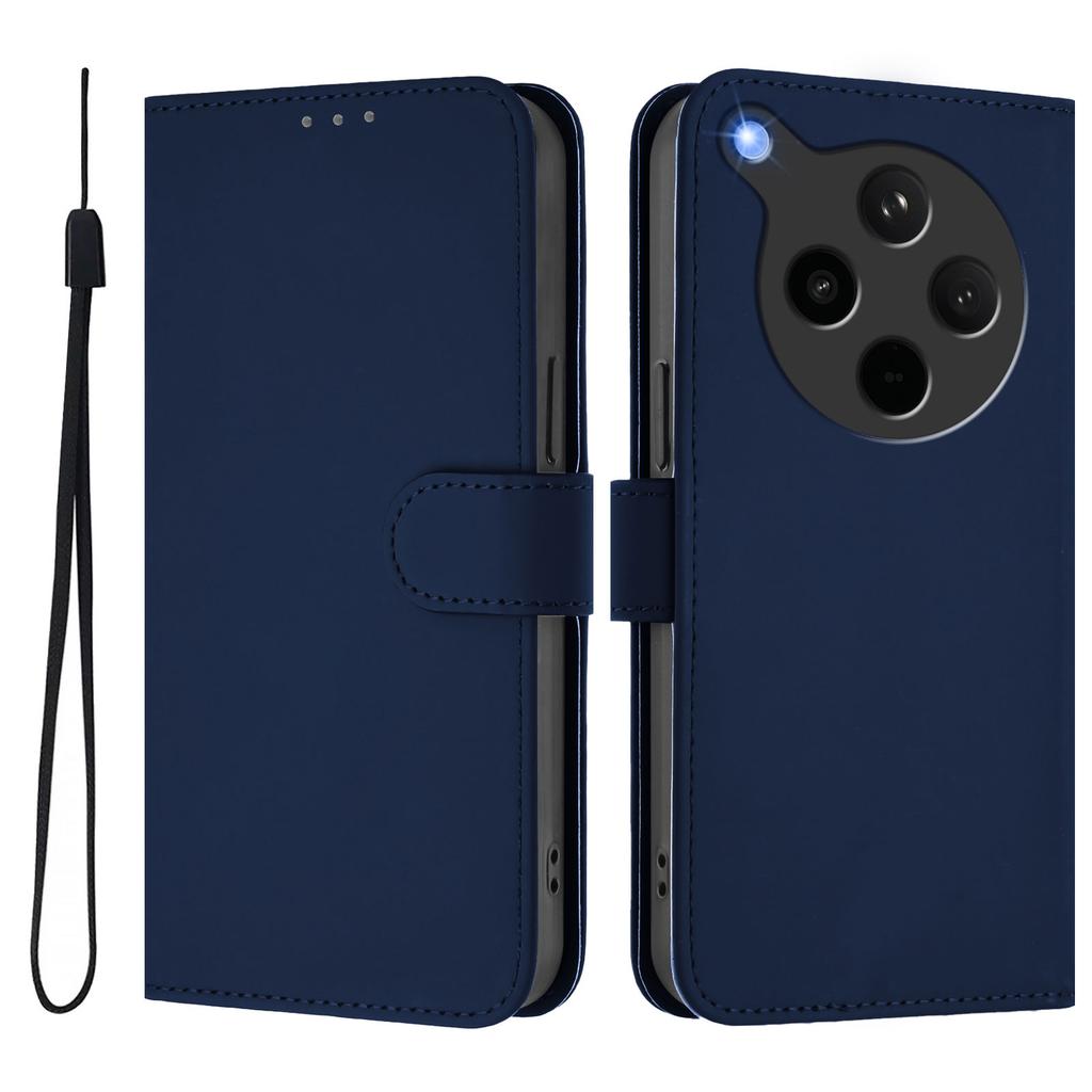 Für Oppo Find X8s+ 5G Hülle Einfarbiges Brieftaschen-Leder-Handycover mit Riemen