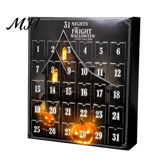 Halloween-Kalender mit Überraschungen 2026 Adventskalender, 24-Tage-Countdown-Box mit gruseligen Mini-Feiertagsgeschenken Figuren, 3D Sammlerstück Dekoration für
