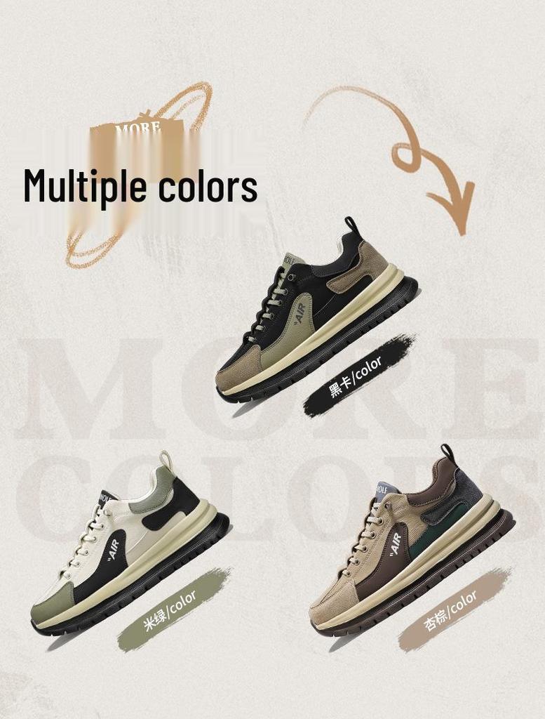 Men's Retro Casual Leather Running Shoes - Lightweight and Soft Sole for Autumn and Winter.
