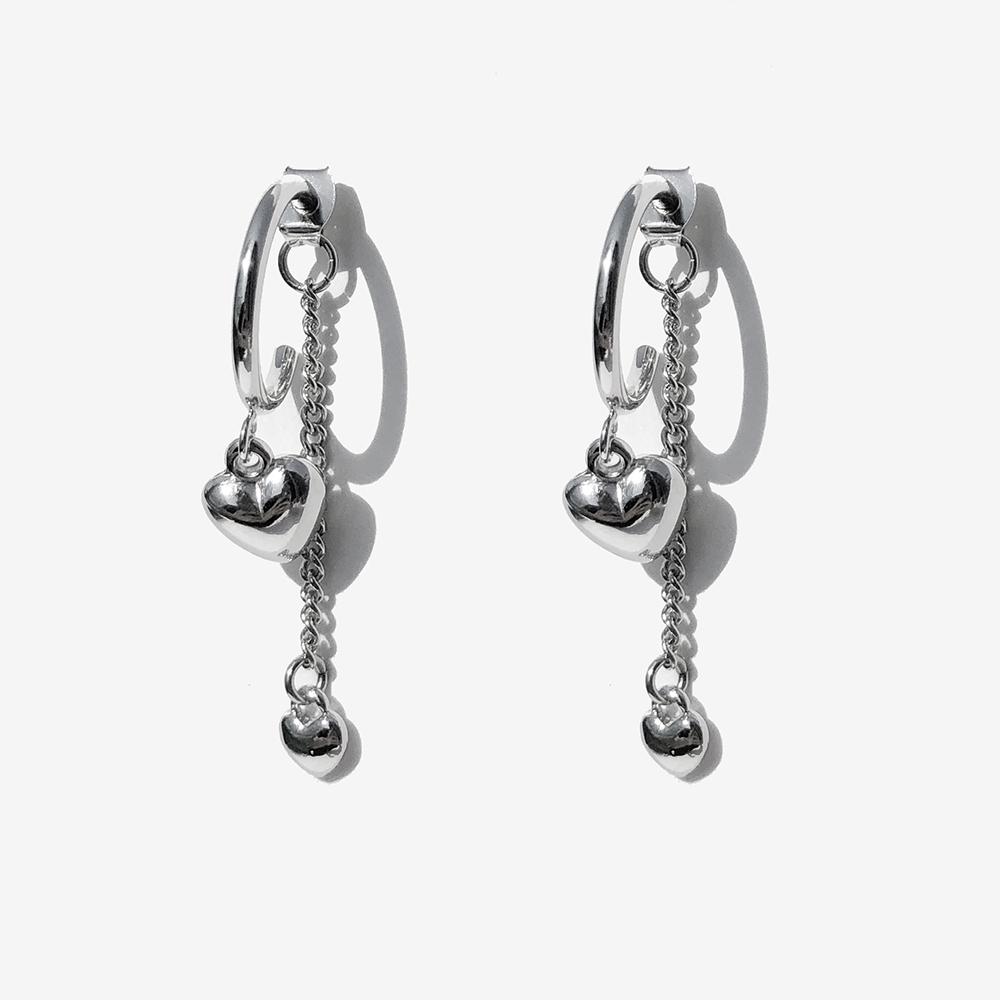 Rush Off Love Me Heart Ring Earring / Love Me Heart Ring Earrings (Silver Post)