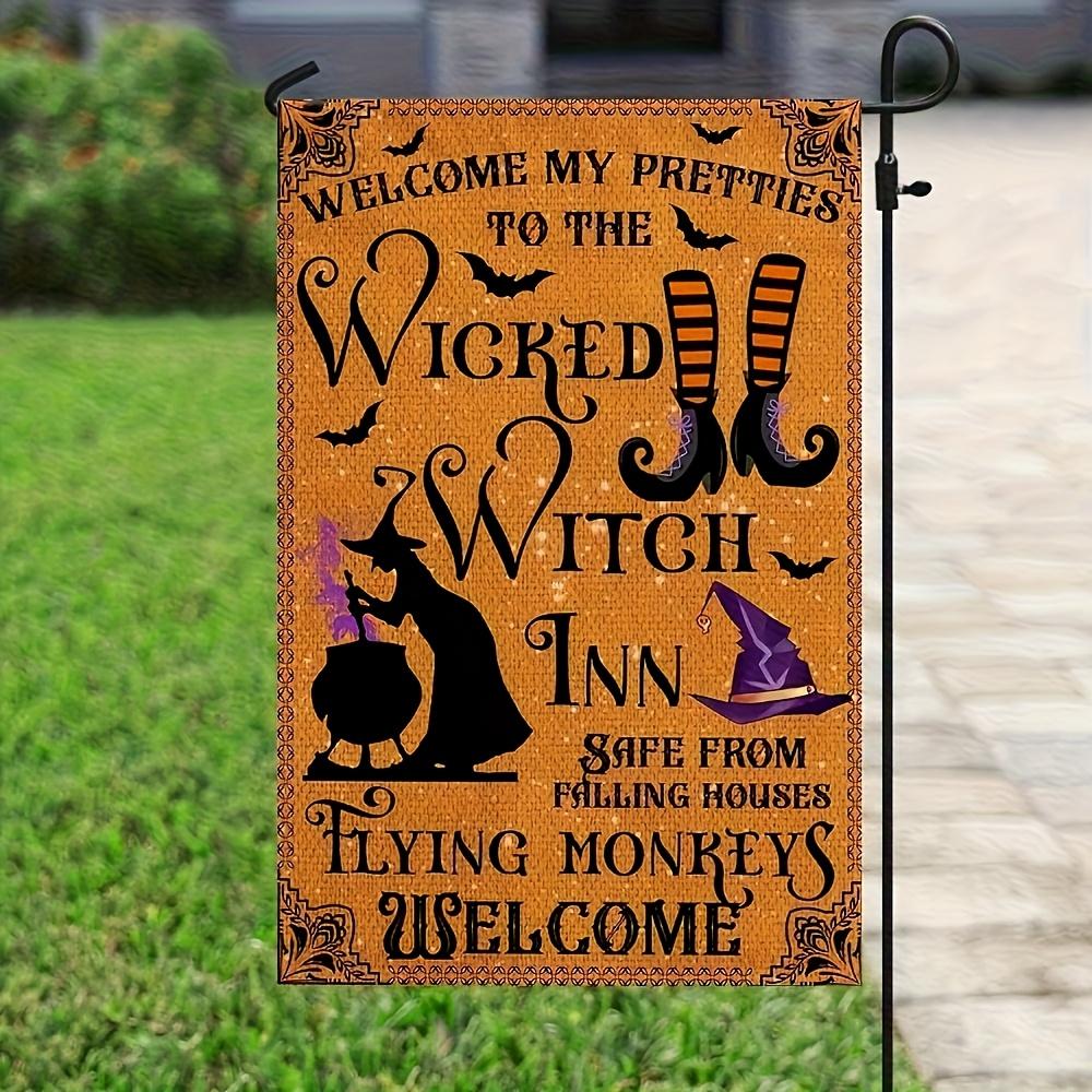 

1pc Orenge Halloween Garden Flag Witch Digital Printed Suitable for Halloween Yard Outside Decoration No Flag Pole 12X18 Inch 30x45