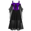 Zpanxa Halloween Costume Gothic Witch Medieval Dress Plus Size Cosplay Vintage Maxi Dress Long Sleeve Splicing Retro Gown Button Irregular Dress