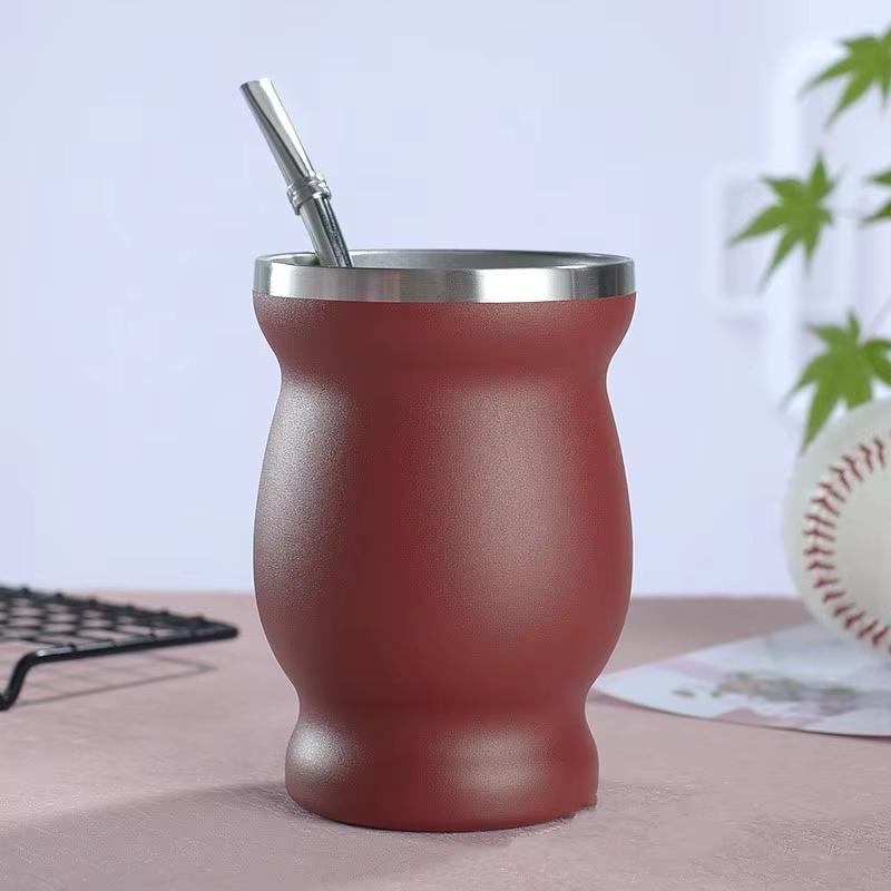 Sada šálku na Yerba Maté 240 ml Nerezová ocel Obsahuje dvojitý čisticí kartáček Slámka Izolovaný šálek proti opaření Domácí čajová souprava