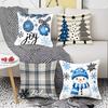 New Blue Christmas Pillow Case Cute Snowman Super Soft Printed Home Sofa Holiday Decoration Pillow Case