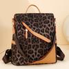 Women's Soft Leather Anti-Theft Backpack Multi-Purpose Leopard Print Shoulder Bag