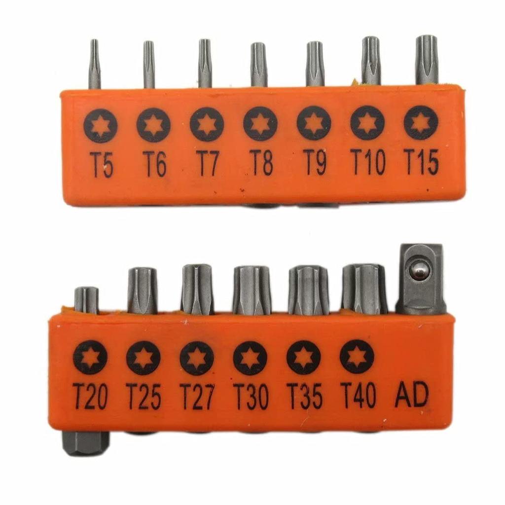 Professional 14-Piece Tamper Resistant Star Bits, S2 Alloy Steel, T5 - T40 Security Torx Bit Set
