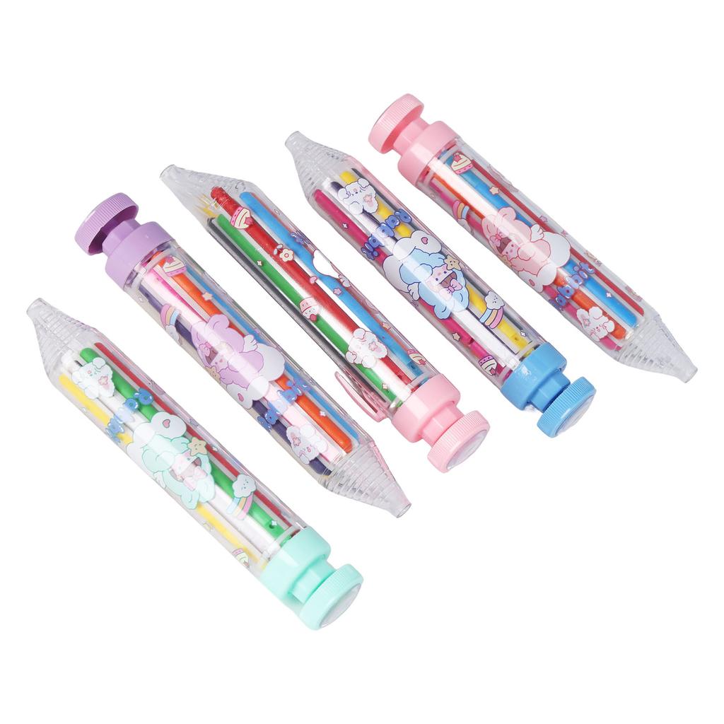 5 stk 8 farger Trykkfargestifter Sikre Sterke farger Enkel betjening Påfyll Utskiftbare Fargeblyanter for barn