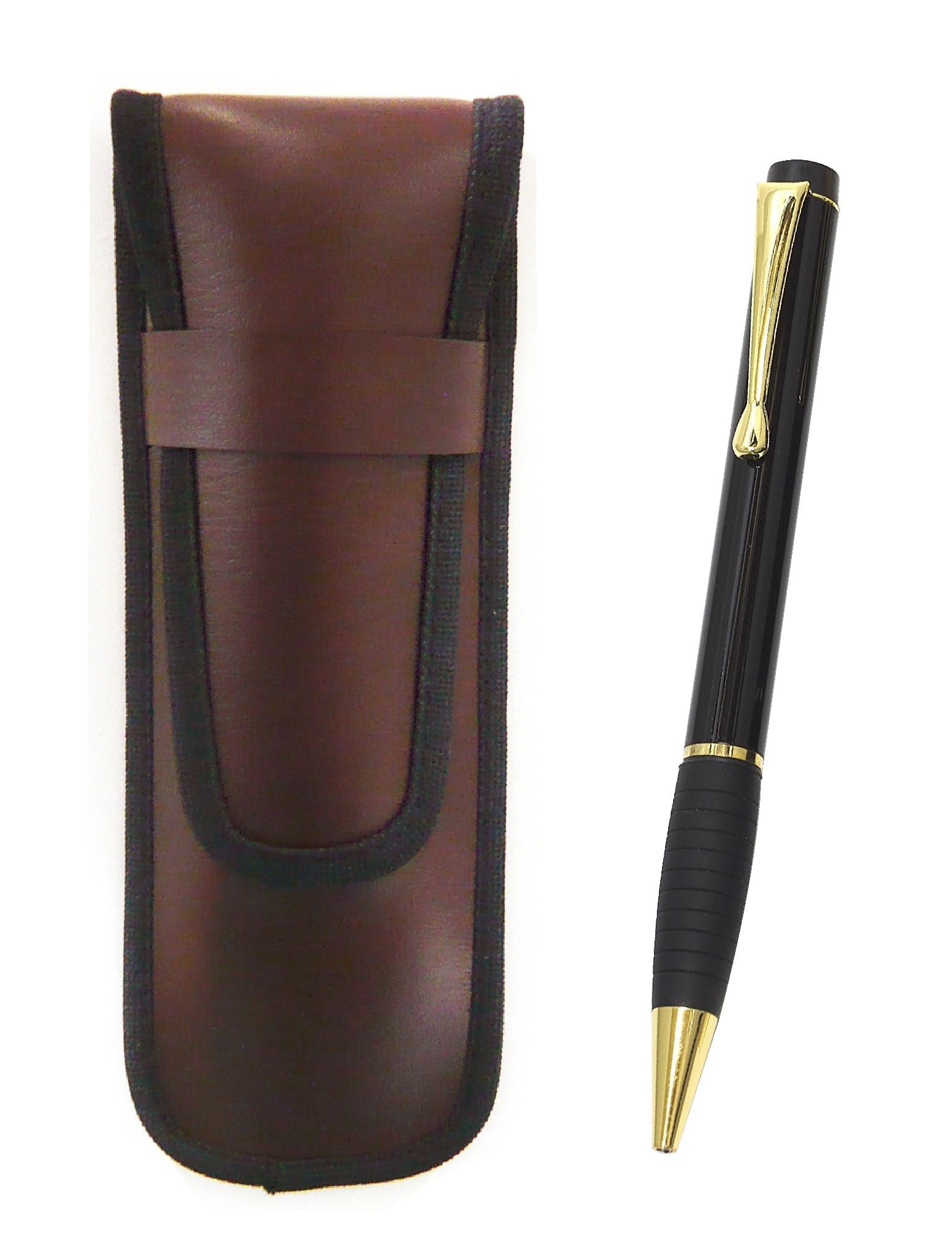 

Takizawa Slim Synthetic Leather Pen with Midnight Rubber Rotating Ballpoint Pen Case, Brown, Set, Black, 3-Pack, T23-KBSC-T102BP-B-3 чёрный