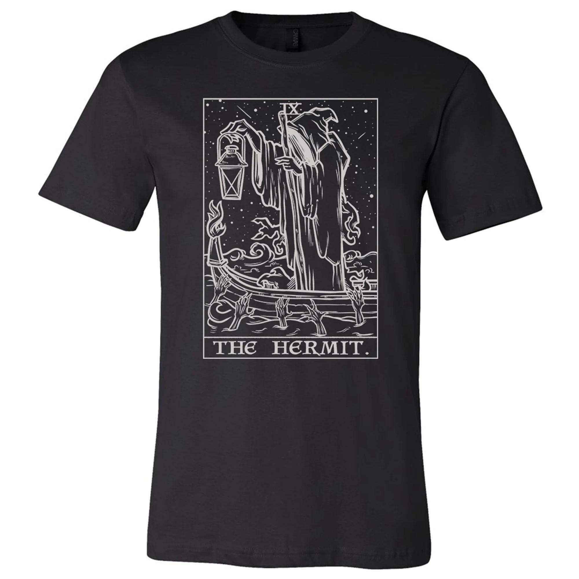 

The Hermit Tarot Card Shirt Black and White Grim Reaper Shirt Halloween Shirt Horror Gothic Occult Tshirt Goth T Shirt Gifts 4XL