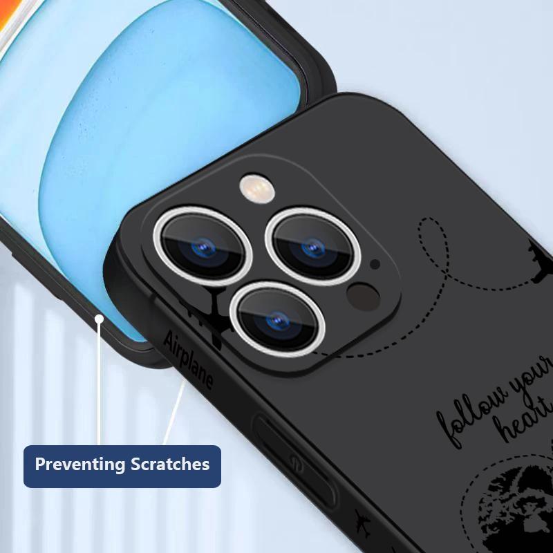 For iPhone 17 Pro Max Lanyard Case Airplane Heart Map Print Soft TPU Silicone Cover For iPhone 16 Pro Max Funda iPhone 15 14 13 12 11 16E Air
