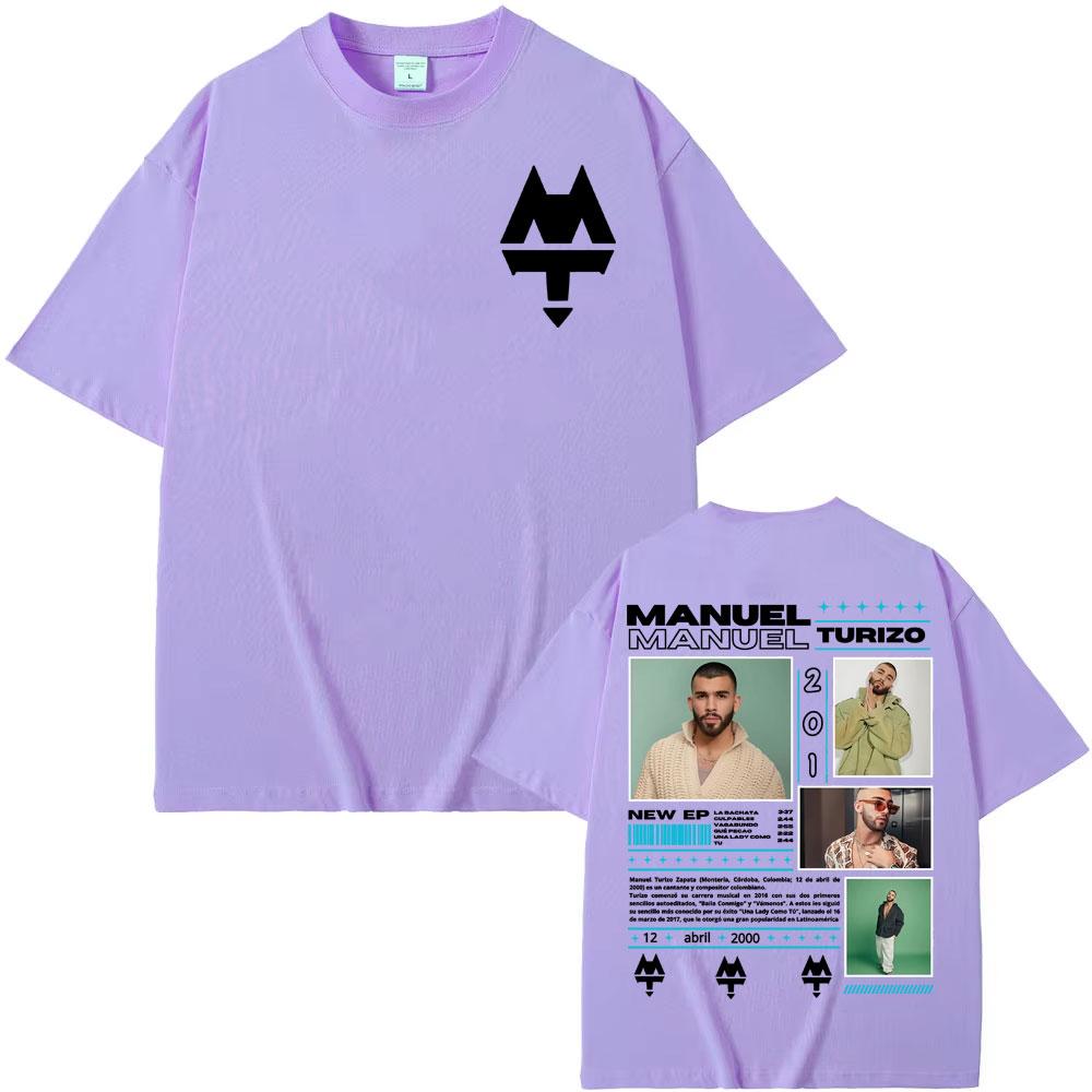 Rapper Manuel Turizo 201 World Tour 2025 Merch T Shirt Men's Clothing Harajuku Hip Hop Punk T-shirts Cotton Casual Loose T-shirt