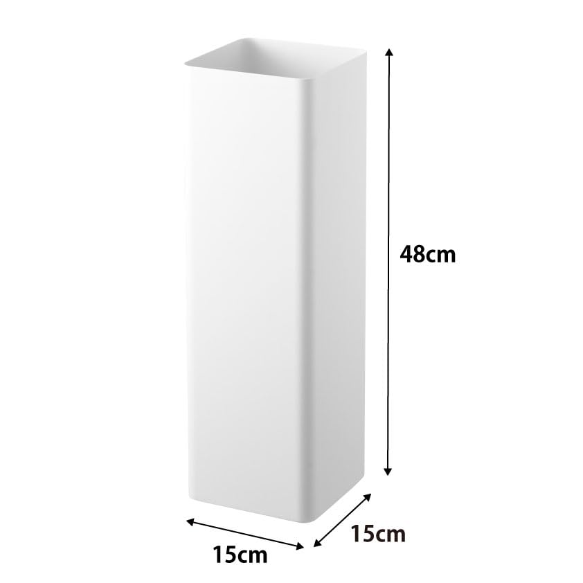 Yamazaki Jitsugyo 1578 Square White W15 X D15 X H48cm Smart Umbrella Stand Slim with Removable Water Tray