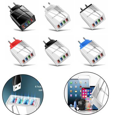 3A Charger Travel Portable Phone Adapter USB Charger EU/US Plug Quick Charge 4-Port