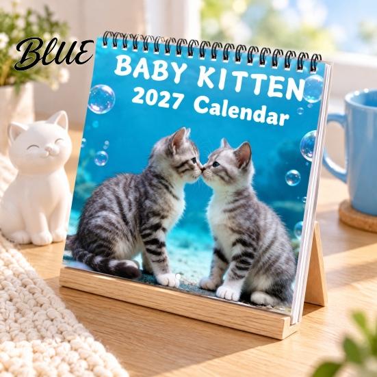 Decorative Wall Decor for Office Kittens 2027 Calendar Cute Baby Square Monthly Spiral Coated Paper Planning Calendar Binding 12 Month Hanging