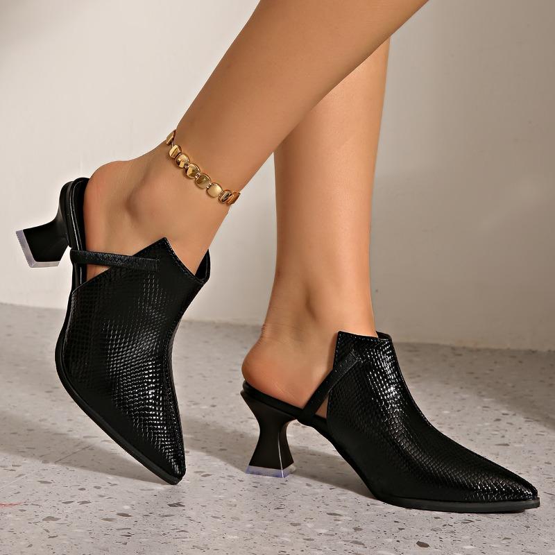 Fashion Pointed Toe Women Slippers Summer High Heels Shoes Chunky Slingback Pumps Woman Fashion Sandals 2025 Designer Female Zapatillas