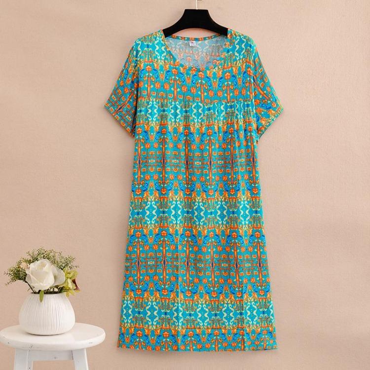 Elegant Summer Loose Long Dresses Women Oversize Short Sleeve Dress